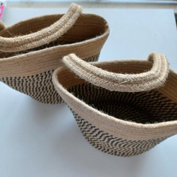 Set of 2 Rope Hanging Baskets | Woven Storage | Black & Beige | NWT - Picture 6 of 8